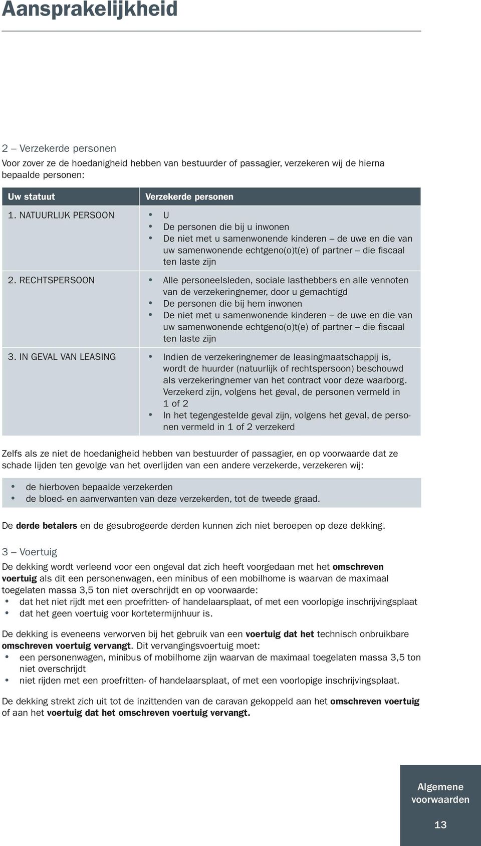 RECHTSPERSOON Alle personeelsleden, sociale lasthebbers en alle vennoten van de verzekeringnemer, door u gemachtigd De personen die bij hem inwonen De niet met u samenwonende kinderen de uwe en die