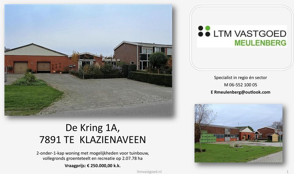 com De Kring 1A, 7891 TE KLAZIENAVEEN 2-onder-1-kap woning met