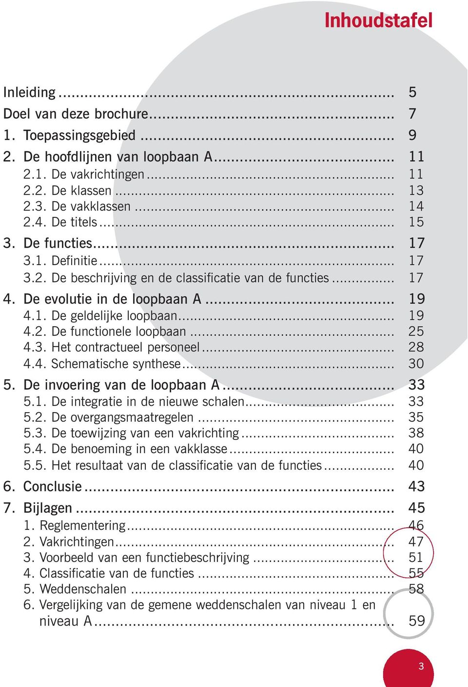 .. 25 4.3. Het contractueel personeel... 28 4.4. Schematische synthese... 30 5. De invoering van de loopbaan A... 33 5.1. De integratie in de nieuwe schalen... 33 5.2. De overgangsmaatregelen... 35 5.