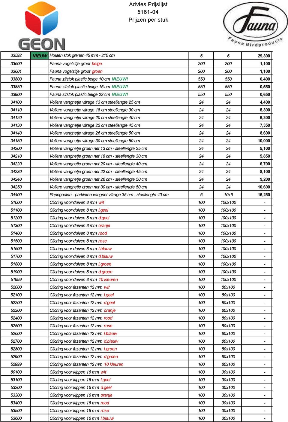 550 550 0,650 34100 Voliere vangnetje vitrage 13 cm steellengte 25 cm 24 24 4,400 34110 Voliere vangnetje vitrage 18 cm steellengte 30 cm 24 24 5,300 34120 Voliere vangnetje vitrage 20 cm steellengte