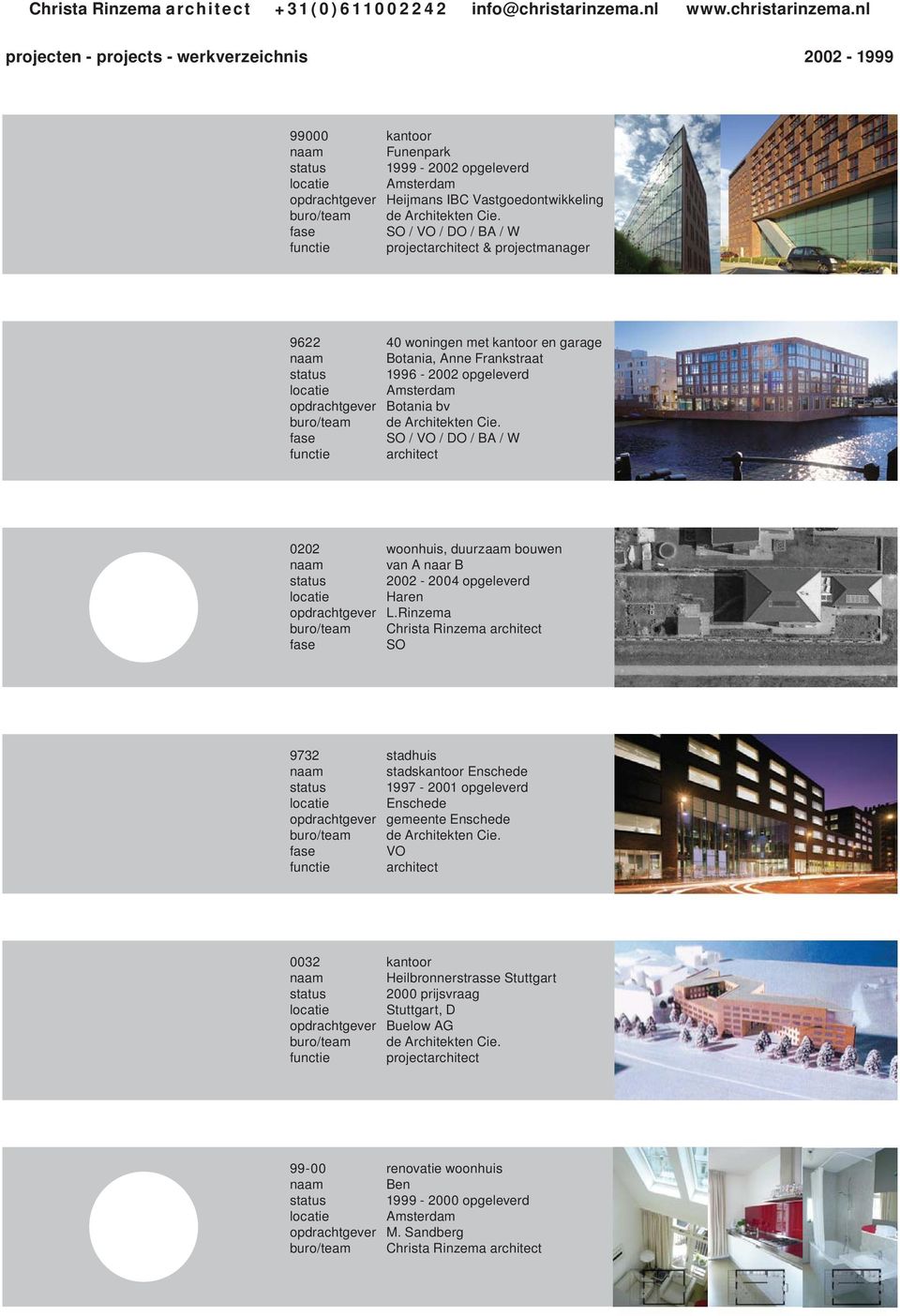 nl projecten - projects - werkverzeichnis 2002-1999 99000 kantoor Funenpark 1999-2002 opgeleverd Heijmans IBC Vastgoedontwikkeling SO / VO / DO / BA / W & projectmanager 9622 40
