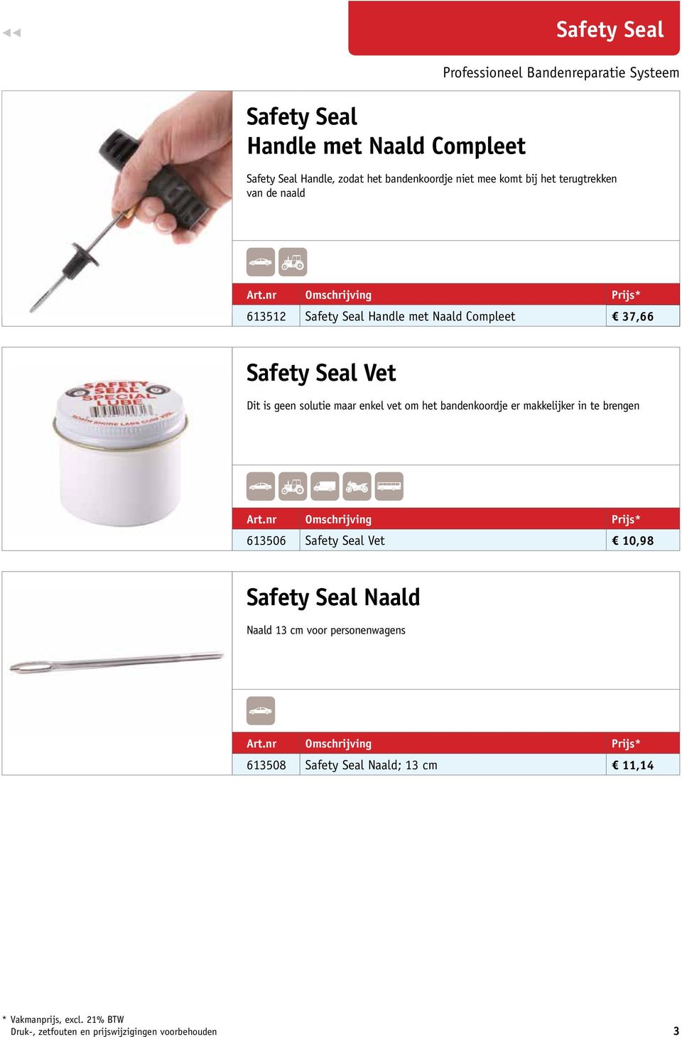 Vet Dit is geen solutie maar enkel vet om het bandenkoordje er makkelijker in te brengen 613506 Safety Seal Vet 10,98 Safety