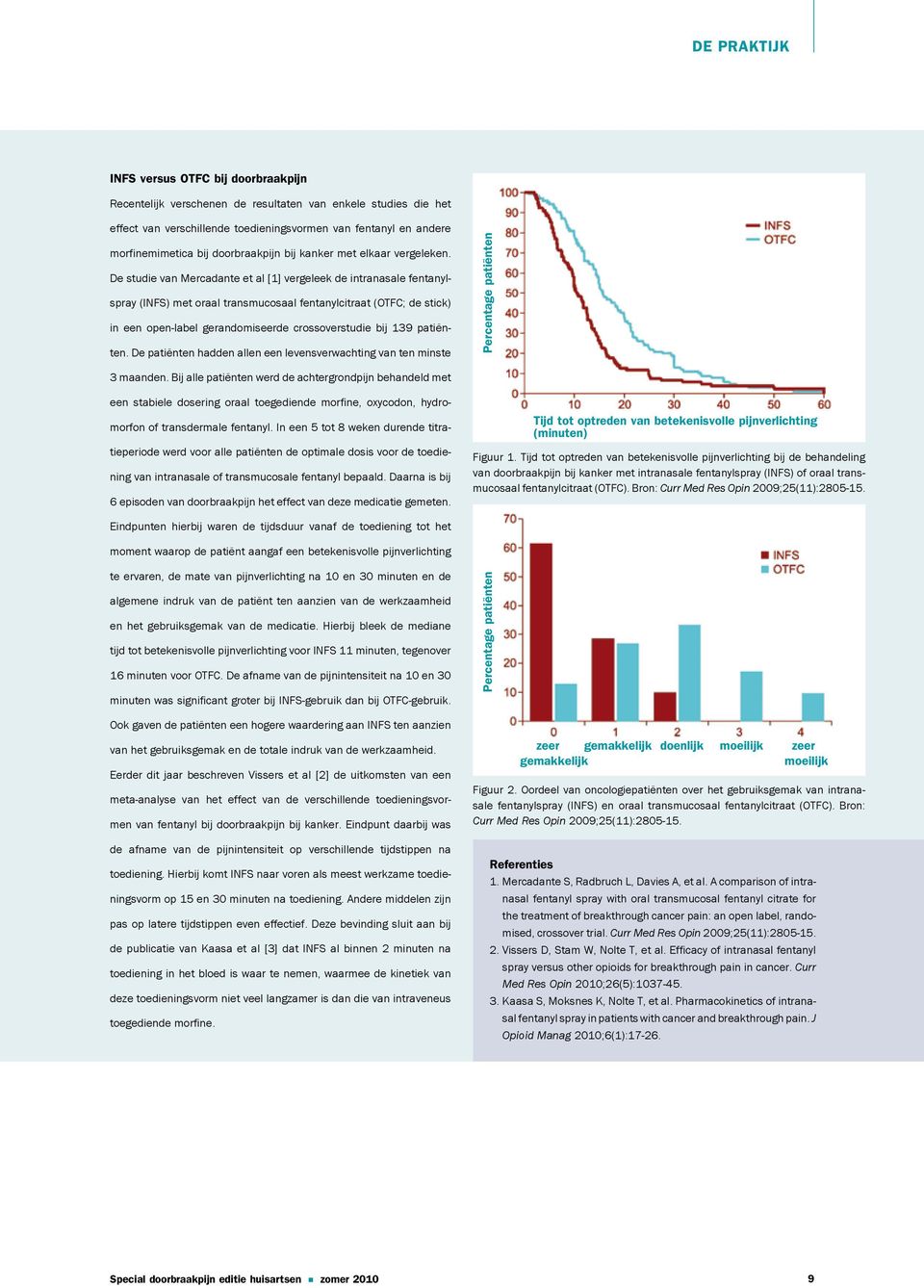 De studie van Mercadante et al [1] vergeleek de intranasale fentanylspray (INFS) met oraal transmucosaal fentanylcitraat (OTFC; de stick) in een open-label gerandomiseerde crossoverstudie bij 139