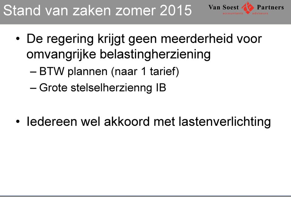 belastingherziening BTW plannen (naar 1 tarief)