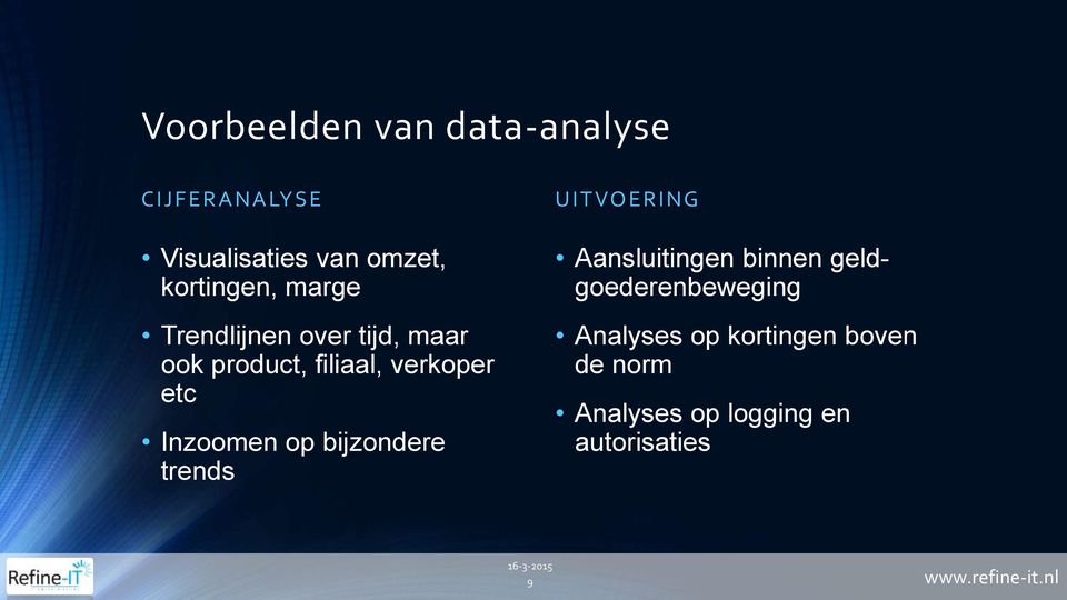 etc Inzoomen op bijzondere trends U I T VO E RING Aansluitingen binnen