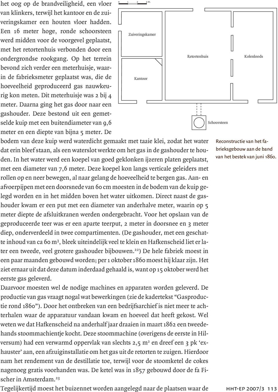 Op het terrein bevond zich verder een meterhuisje, waarin de fabrieksmeter geplaatst was, die de Kantoor hoeveelheid geproduceerd gas nauwkeurig kon meten. Dit meterhuisje was 2 bij 4 meter.