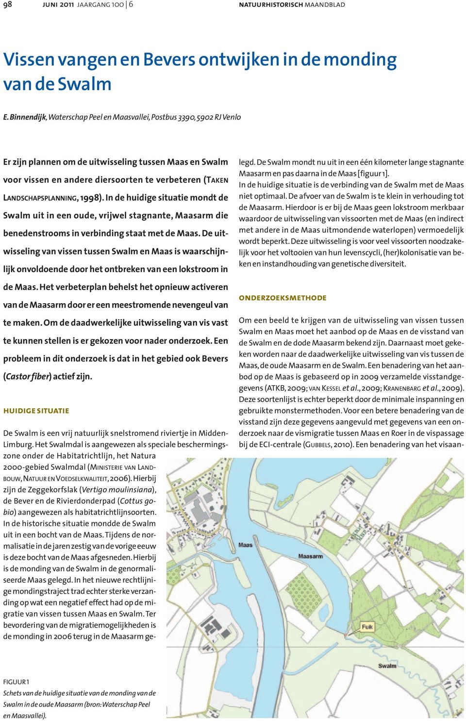 Landschapsplanning, 1998). In de huidige situatie mondt de Swalm uit in een oude, vrijwel stagnante, Maasarm die benedenstrooms in verbinding staat met de Maas.