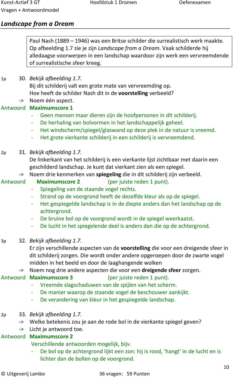 Bij dit schilderij valt een grote mate van vervreemding op. Hoe heeft de schilder Nash dit in de voorstelling verbeeld? > Noem één aspect.