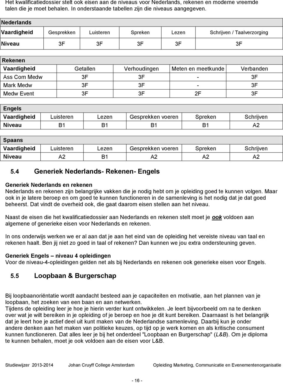 3F Mark Medw 3F 3F - 3F Medw Event 3F 3F 2F 3F Engels Vaardigheid Luisteren Lezen Gesprekken voeren Spreken Schrijven Niveau B1 B1 B1 B1 A2 Spaans Vaardigheid Luisteren Lezen Gesprekken voeren