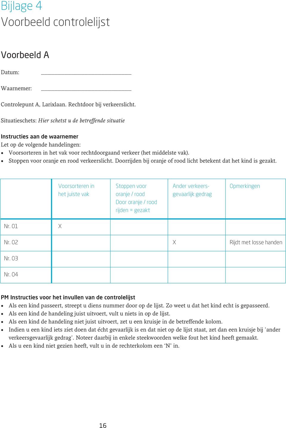 Stoppen voor oranje en rood verkeerslicht. Doorrijden bij oranje of rood licht betekent dat het kind is gezakt.