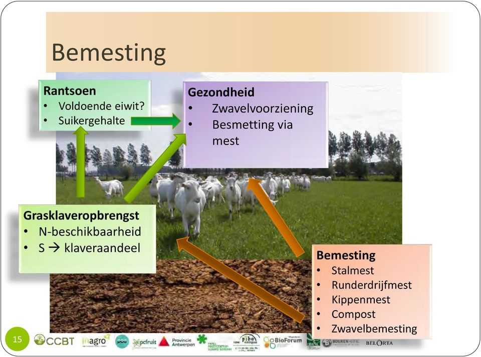 via mest 15 Grasklaveropbrengst N-beschikbaarheid S