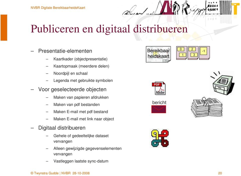 papieren afdrukken Maken van pdf bestanden bericht Maken E-mail met pdf bestand Maken E-mail met link naar object Digitaal