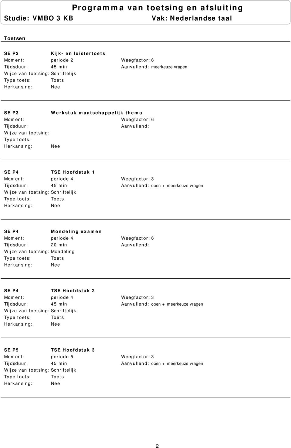 + meerkeuze vragen Mondeling examen periode 4 20 min Mondeling TSE Hoofdstuk 2