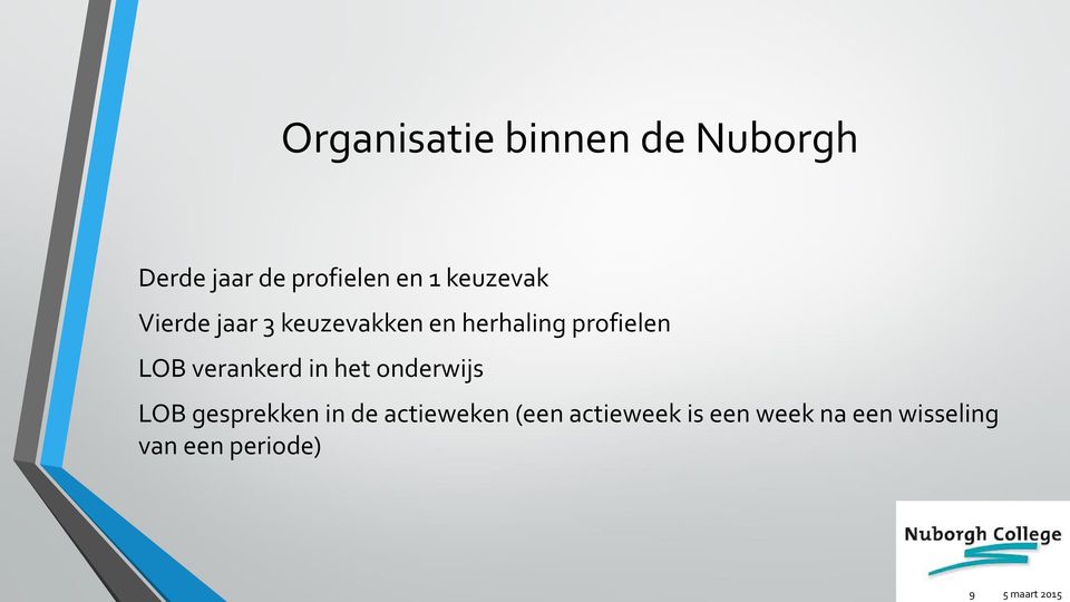 LOB verankerd in het onderwijs LOB gesprekken in de