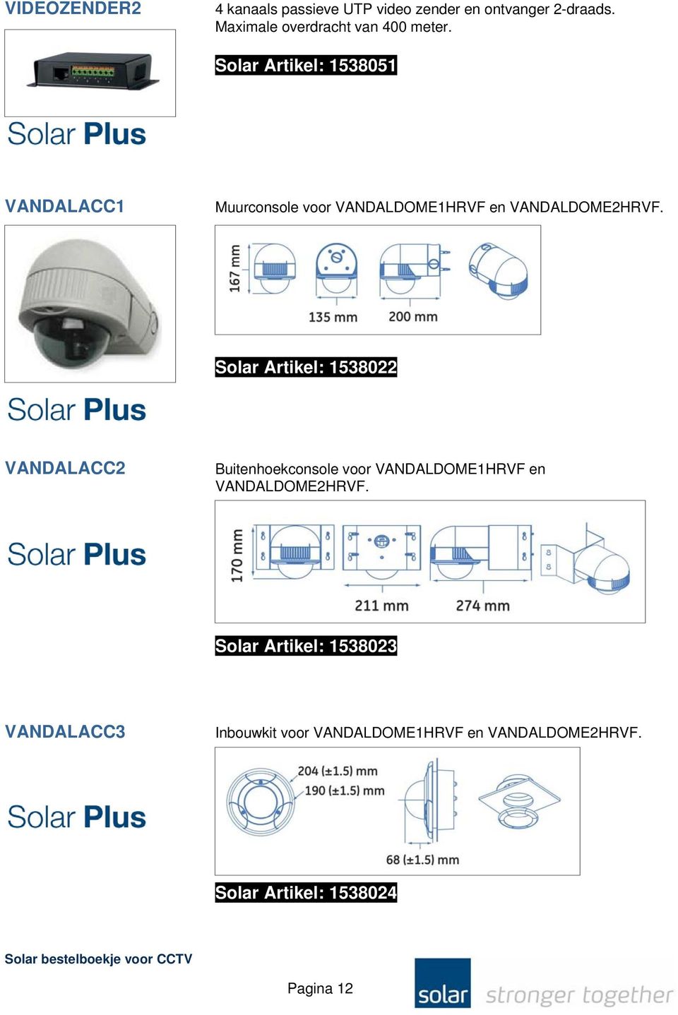 Solar Artikel: 1538051 VANDALACC1 Muurconsole voor VANDALDOME1HRVF en VANDALDOME2HRVF.