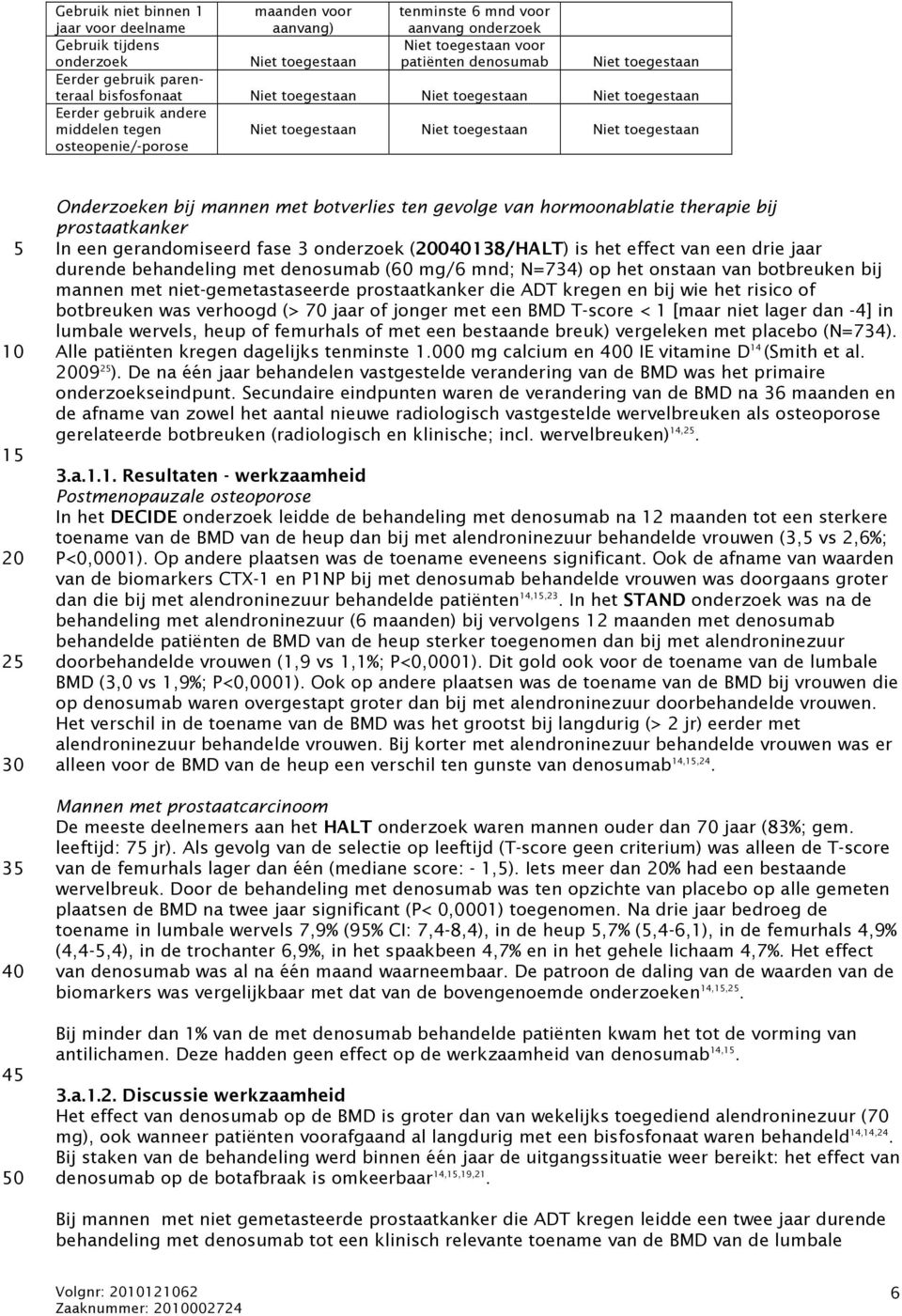 toegestaan 5 40 45 50 Onderzoeken bij mannen met botverlies ten gevolge van hormoonablatie therapie bij prostaatkanker In een gerandomiseerd fase 3 onderzoek (040138/HALT) is het effect van een drie