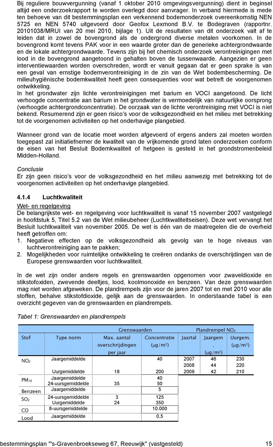 20101038/MRUI van 20 mei 2010, bijlage 1). Uit de resultaten van dit onderzoek valt af te leiden dat in zowel de bovengrond als de ondergrond diverse metalen voorkomen.