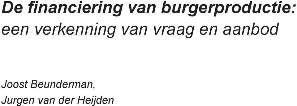 verkenning van vraag en