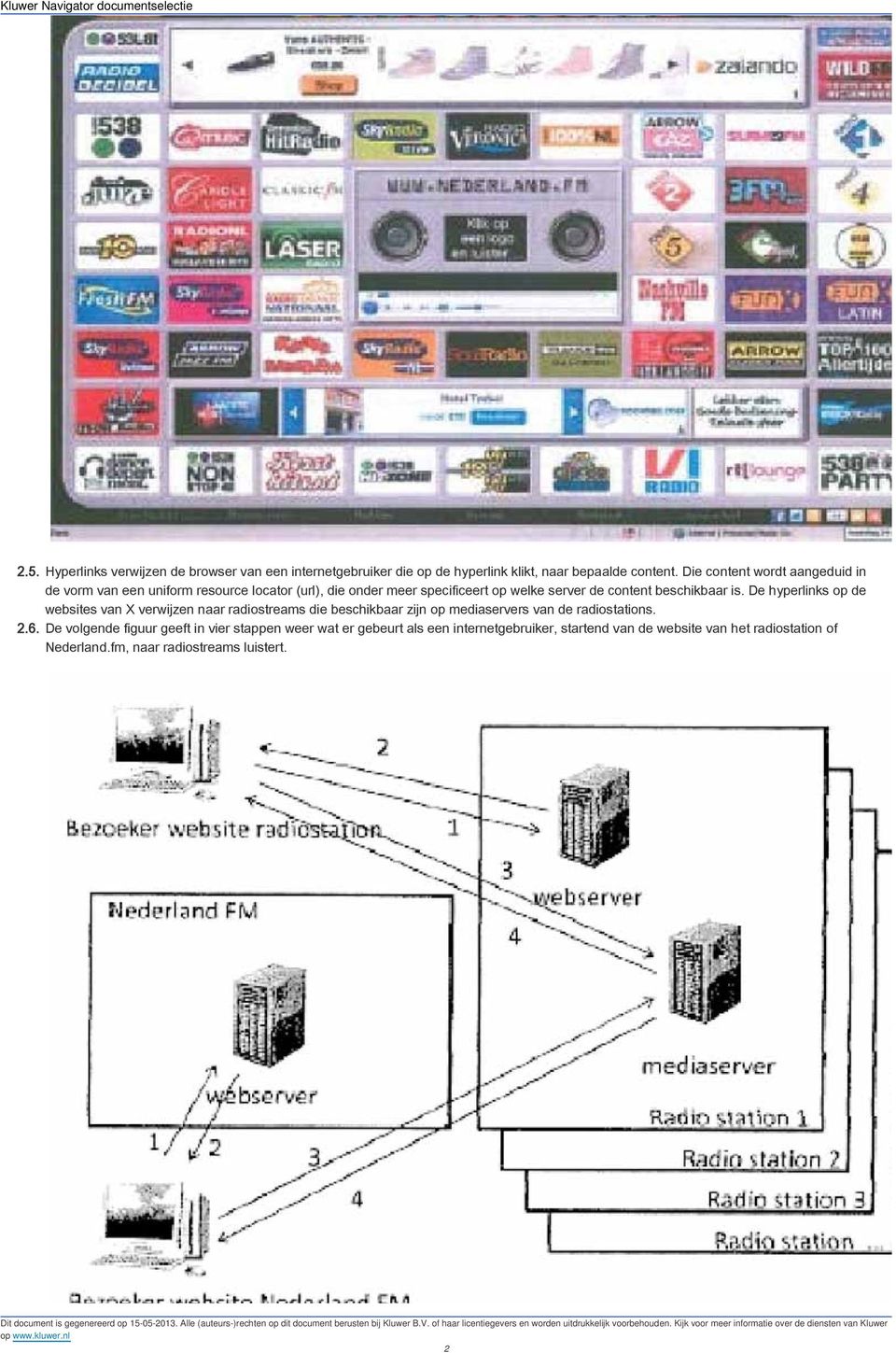 beschikbaar is. De hyperlinks op de websites van X verwijzen naar radiostreams die beschikbaar zijn op mediaservers van de radiostations. 2.6.