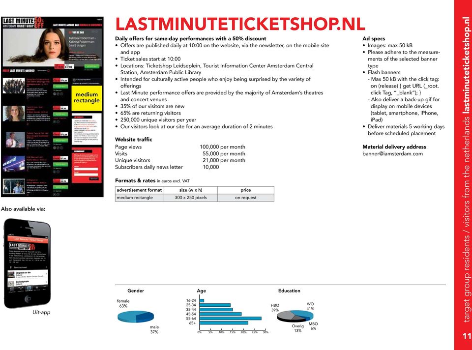 Ticketshop Leidseplein, Tourist Information Center Amsterdam Central Station, Amsterdam Public Library Intended for culturally active people who enjoy being surprised by the variety of offerings Last