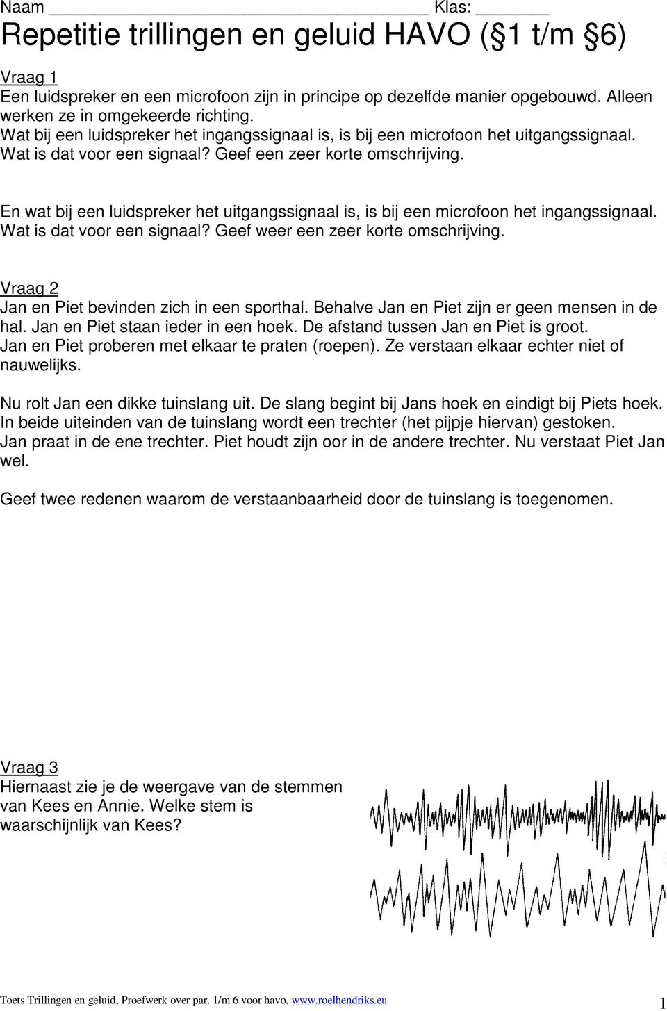 En wat bij een luidspreker het uitgangssignaal is, is bij een microfoon het ingangssignaal. Wat is dat voor een signaal? Geef weer een zeer korte omschrijving.