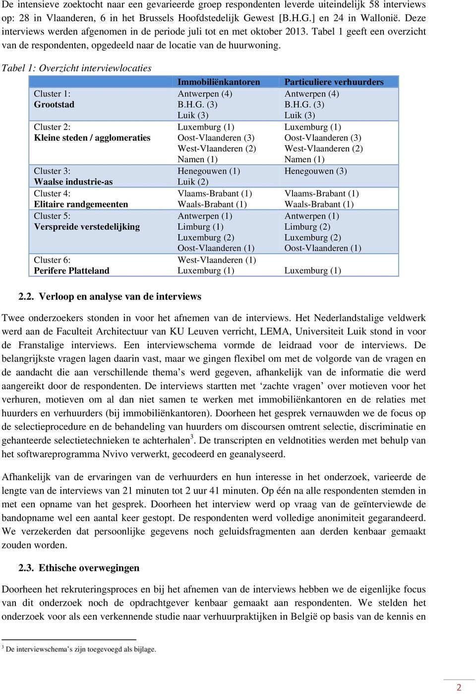 Tabel 1: Overzicht interviewlocaties Cluster 1: Grootstad Cluster 2: Kleine steden / agglomeraties Cluster 3: Waalse industrie-as Cluster 4: Elitaire randgemeenten Cluster 5: Verspreide