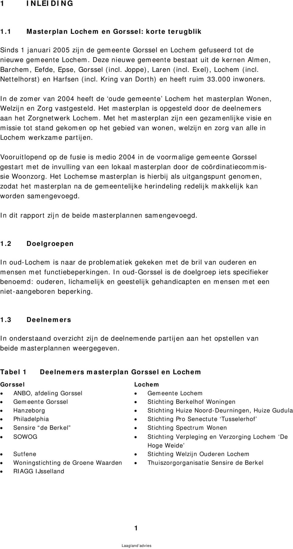 000 inwoners. In de zomer van 2004 heeft de oude gemeente Lochem het masterplan Wonen, Welzijn en Zorg vastgesteld. Het masterplan is opgesteld door de deelnemers aan het Zorgnetwerk Lochem.