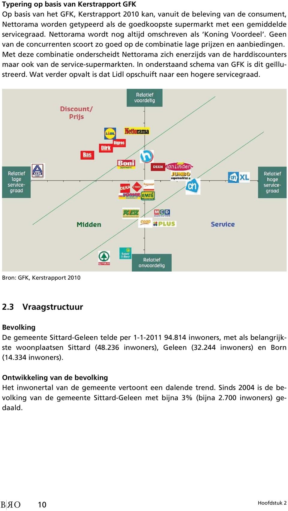 Met deze combinatie onderscheidt Nettorama zich enerzijds van de harddiscounters maar ook van de service-supermarkten. In onderstaand schema van GFK is dit geïllustreerd.