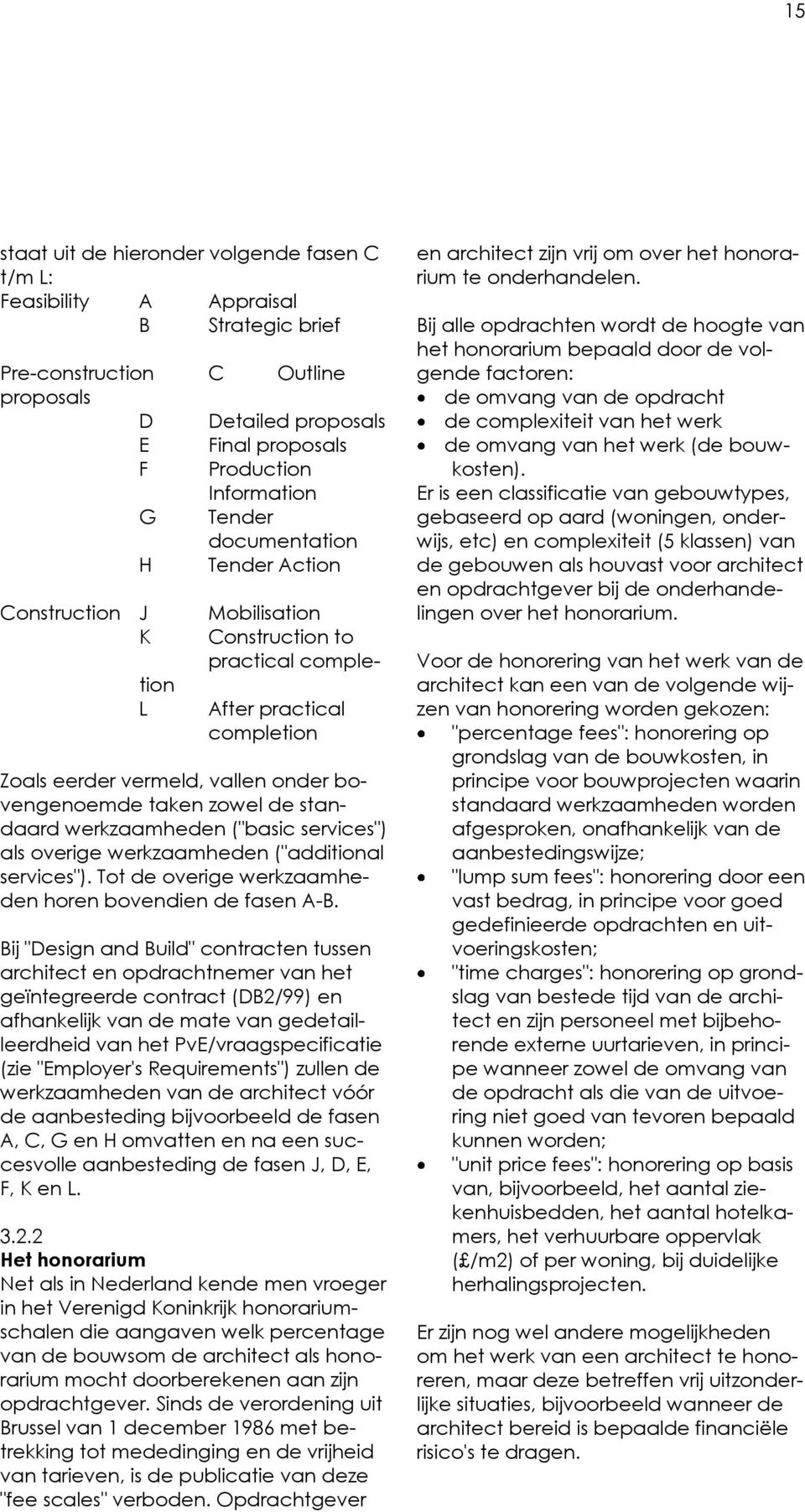 standaard werkzaamheden ("basic services") als overige werkzaamheden ("additional services"). Tot de overige werkzaamheden horen bovendien de fasen A-B.