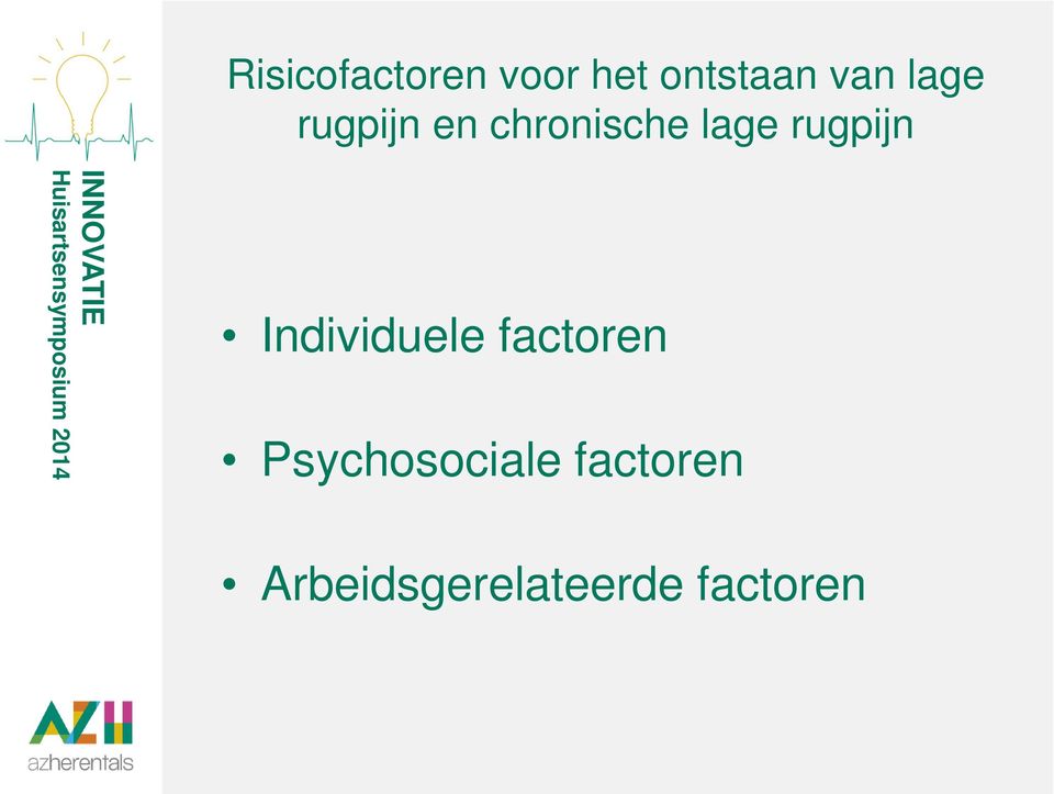 rugpijn Individuele factoren