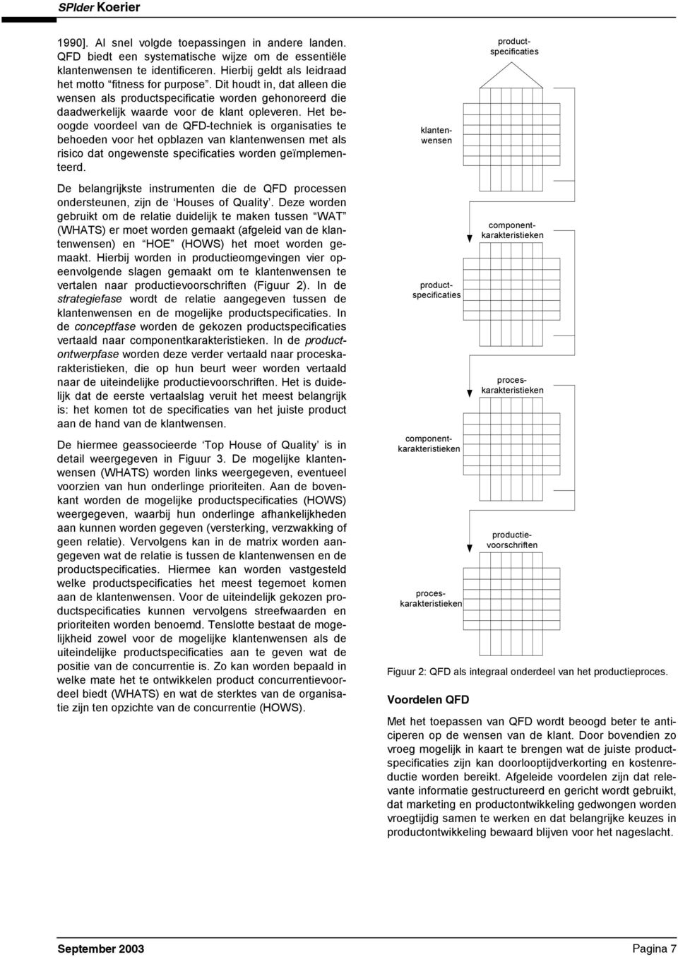 Ht boog vool van QFD-tchnik is oganisatis t bhon voo ht opblazn van klantnwnsn mt als isico at ongwnst spcificatis won gïmplmnt. D blangijkst instumntn i QFD pocssn onstunn, zijn Houss of Quality.