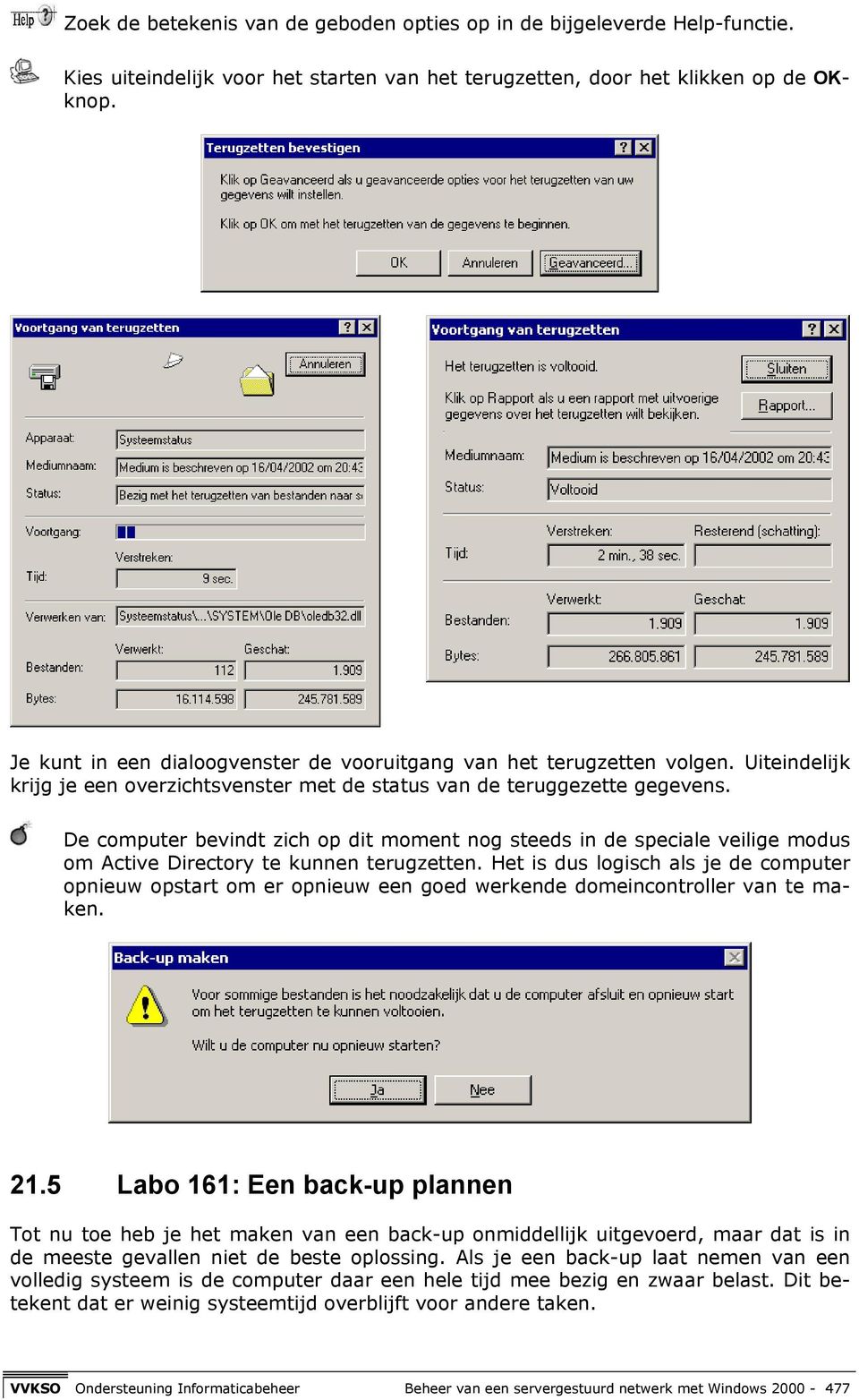 De computer bevindt zich op dit moment nog steeds in de speciale veilige modus om Active Directory te kunnen terugzetten.