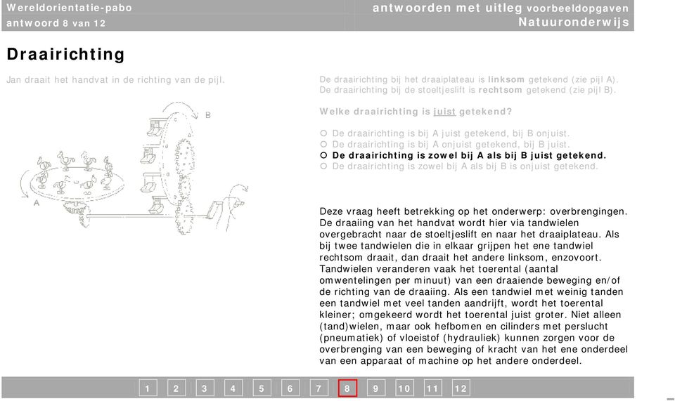 De draairichting is bij A onjuist getekend, bij B juist. De draairichting is zowel bij A als bij B juist getekend. De draairichting is zowel bij A als bij B is onjuist getekend.