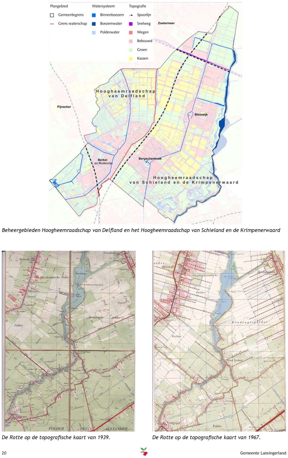 Rotte op de topografische kaart van 1939.