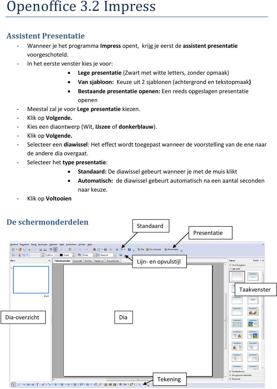 reeds opgeslagen presentatie openen - Meestal zal je voor Lege presentatie kiezen. - Klik op Volgende.