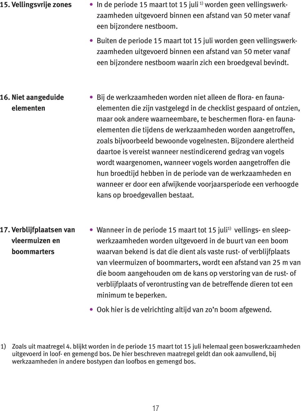 Niet aangeduide elementen Bij de werkzaamheden worden niet alleen de flora- en faunaelementen die zijn vastgelegd in de checklist gespaard of ontzien, maar ook andere waarneembare, te beschermen