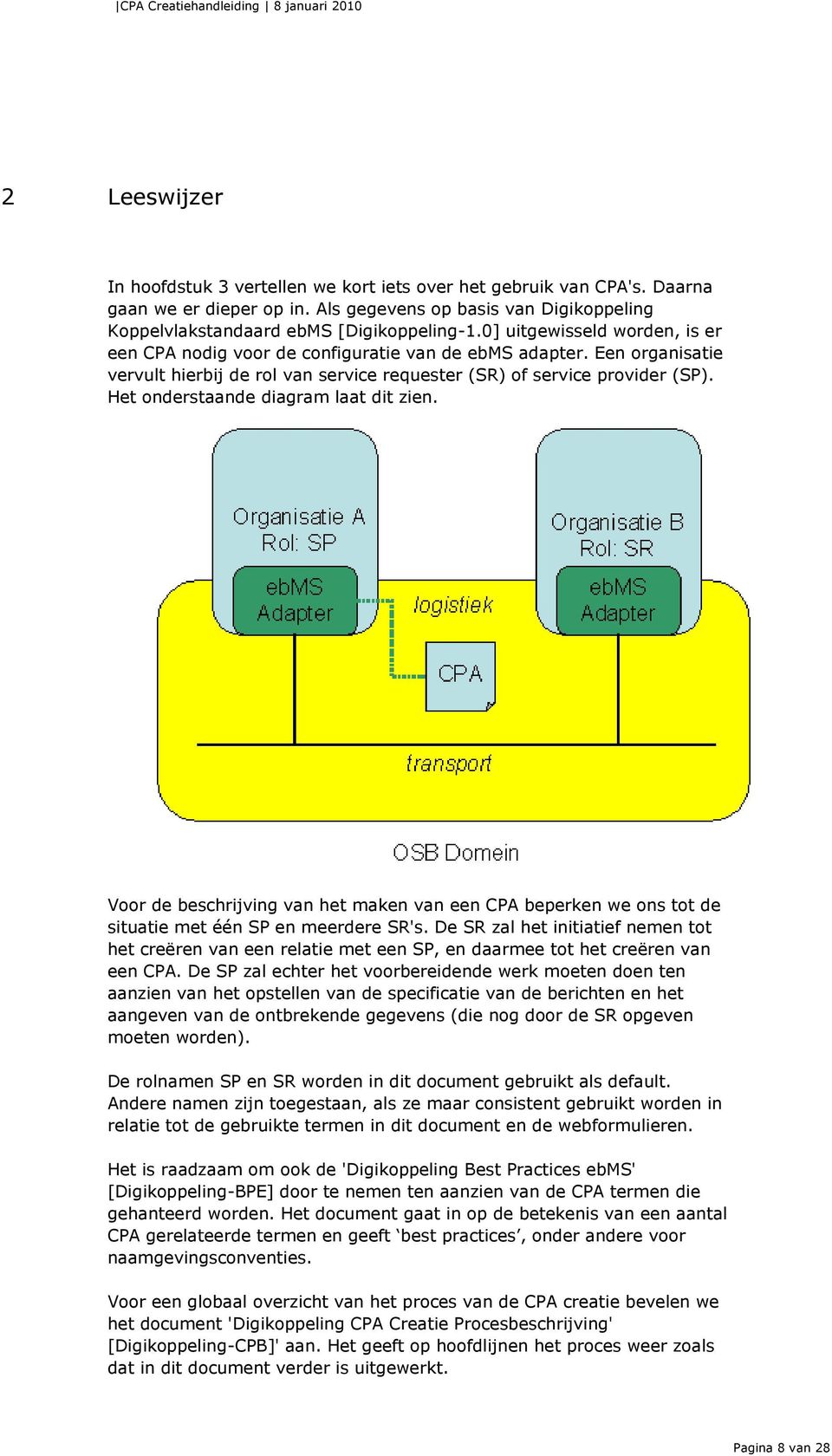 Het onderstaande diagram laat dit zien. Voor de beschrijving van het maken van een CPA beperken we ons tot de situatie met één SP en meerdere SR's.