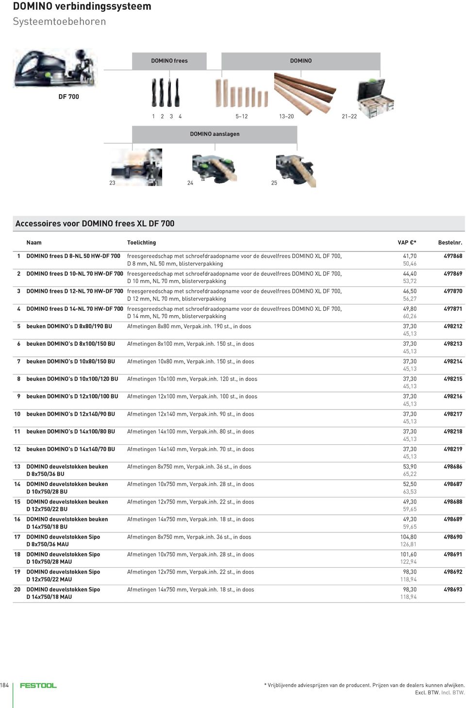 freesgereedschap met schroefdraadopname voor de deuvelfrees DOMINO XL DF 700, D 10 mm, NL 70 mm, blisterverpakking 3 DOMINO frees D 12-NL 70 HW-DF 700 freesgereedschap met schroefdraadopname voor de