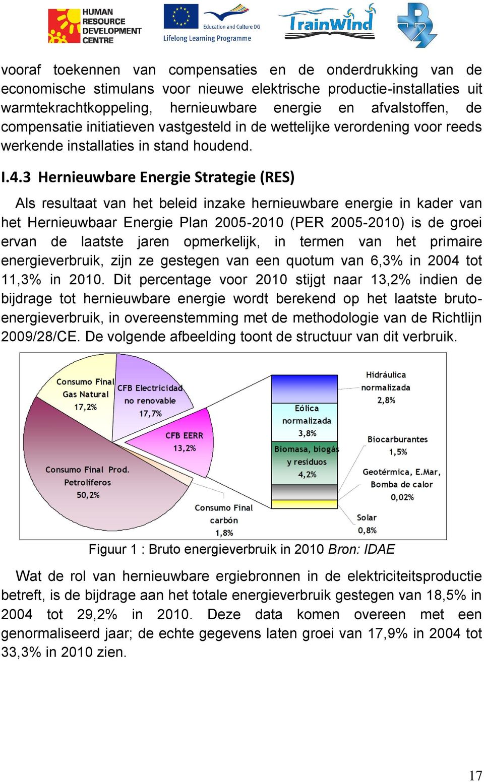 3 Hernieuwbare Energie Strategie (RES) Als resultaat van het beleid inzake hernieuwbare energie in kader van het Hernieuwbaar Energie Plan 2005-2010 (PER 2005-2010) is de groei ervan de laatste jaren