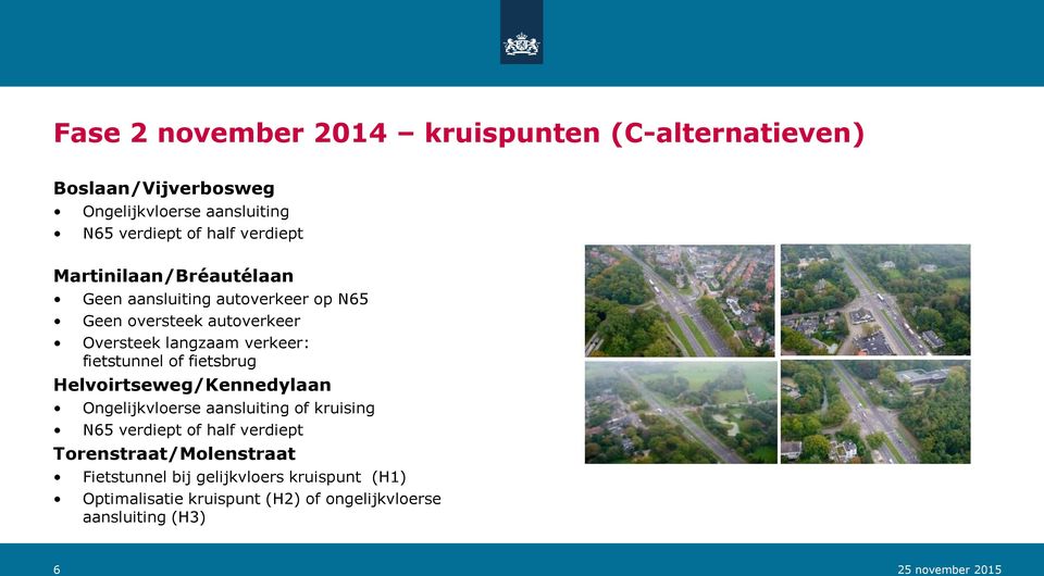 fietsbrug Helvoirtseweg/Kennedylaan Ongelijkvloerse aansluiting of kruising N65 verdiept of half verdiept Torenstraat/Molenstraat