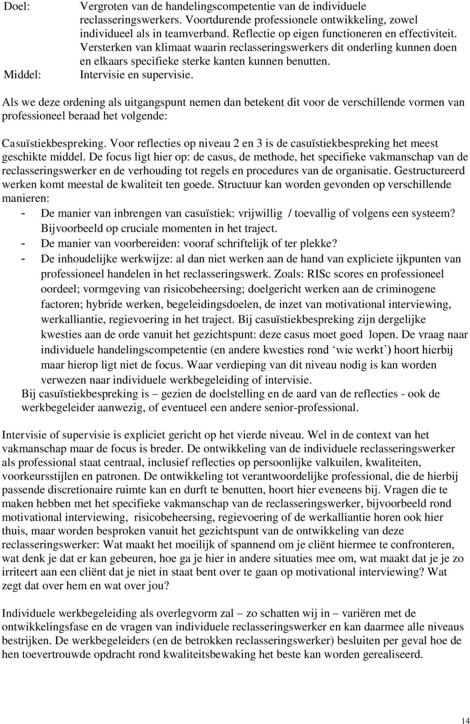 Intervisie en supervisie. Als we deze ordening als uitgangspunt nemen dan betekent dit voor de verschillende vormen van professioneel beraad het volgende: Casuïstiekbespreking.