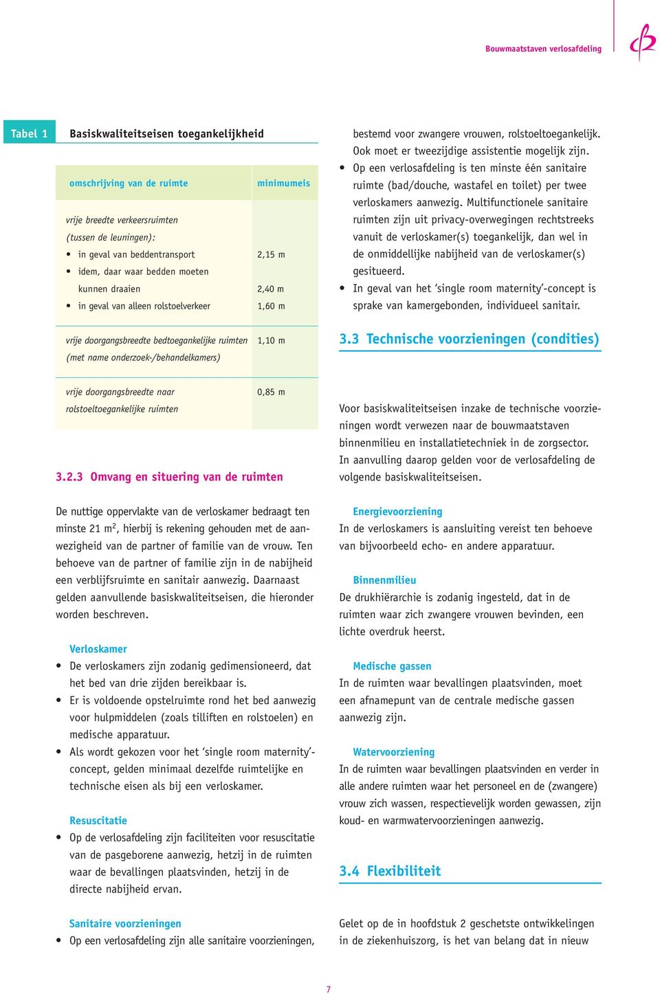 Op een verlosafdeling is ten minste één sanitaire ruimte (bad/douche, wastafel en toilet) per twee verloskamers aanwezig.