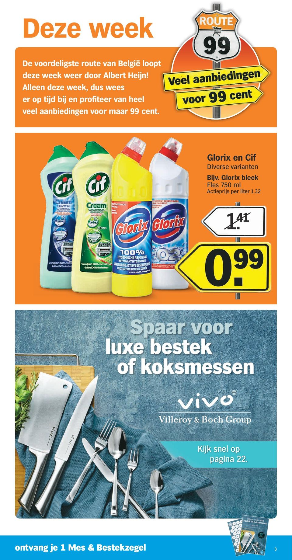 99 cent. Glorix en Cif Diverse varianten Bijv.