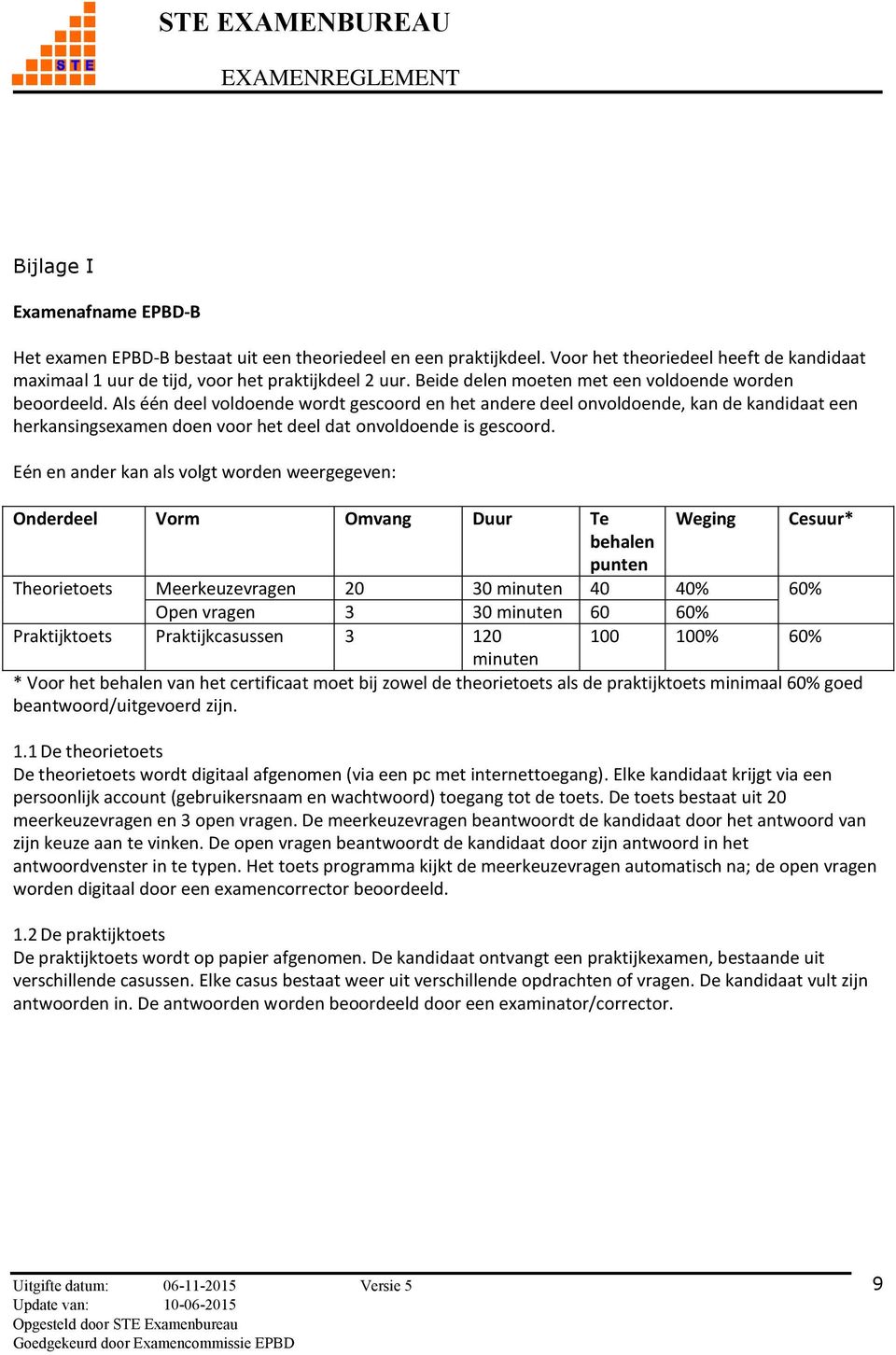 Als één deel voldoende wordt gescoord en het andere deel onvoldoende, kan de kandidaat een herkansingsexamen doen voor het deel dat onvoldoende is gescoord.