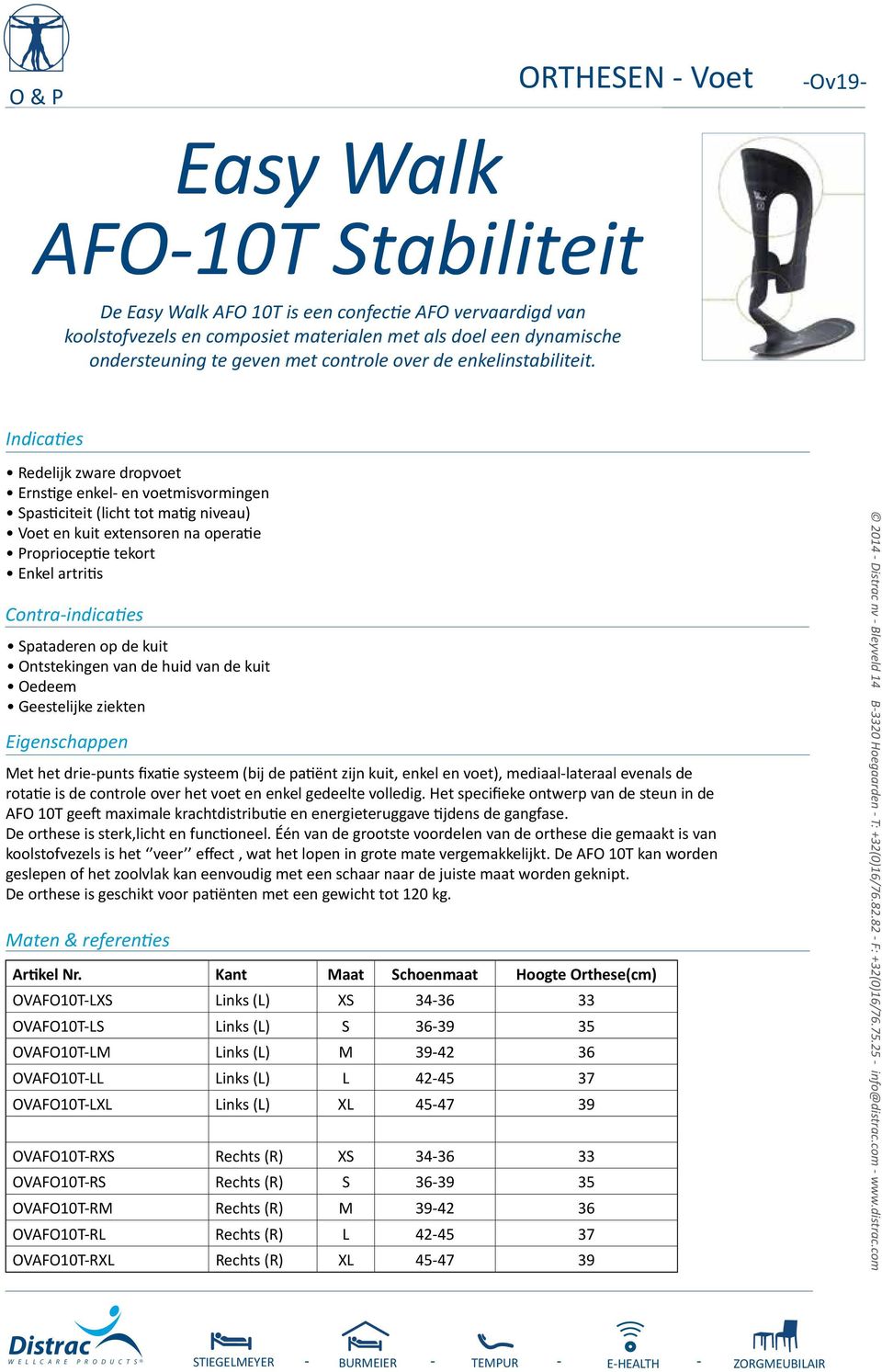 Redelijk zware dropvoet Ernstige enkel- en voetmisvormingen Spasticiteit (licht tot matig niveau) Voet en kuit extensoren na operatie Proprioceptie tekort Enkel artritis Contra-indicaties Spataderen