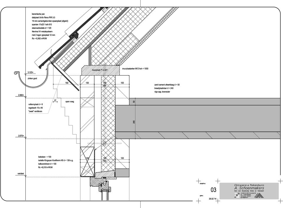 nťk/w muurplaatanker M12 hoh < 1000 3.123+ zinken goot zand-cement aŕwerklaag d = 50 2.