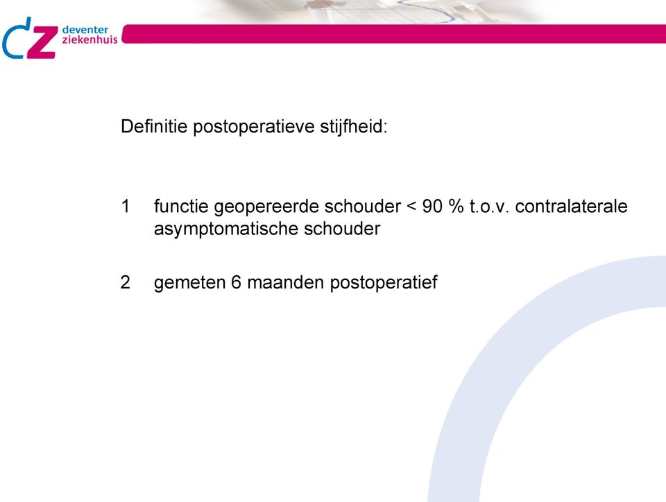 o.v. contralaterale asymptomatische