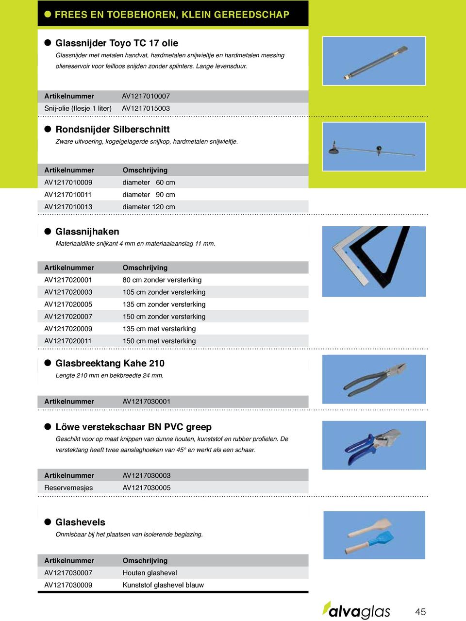 AV1217010009 AV1217010011 AV1217010013 diameter 60 cm diameter 90 cm diameter 120 cm Glassnijhaken Materiaaldikte snijkant 4 mm en materiaalaanslag 11 mm.