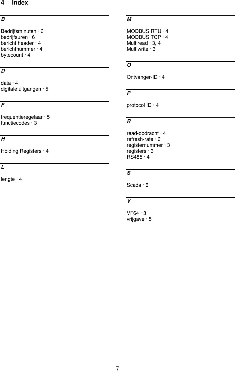 M MODBUS RTU 4 MODBUS TCP 4 Multiread 3, 4 Multiwrite 3 O Ontvanger-ID 4 P protocol ID 4 R