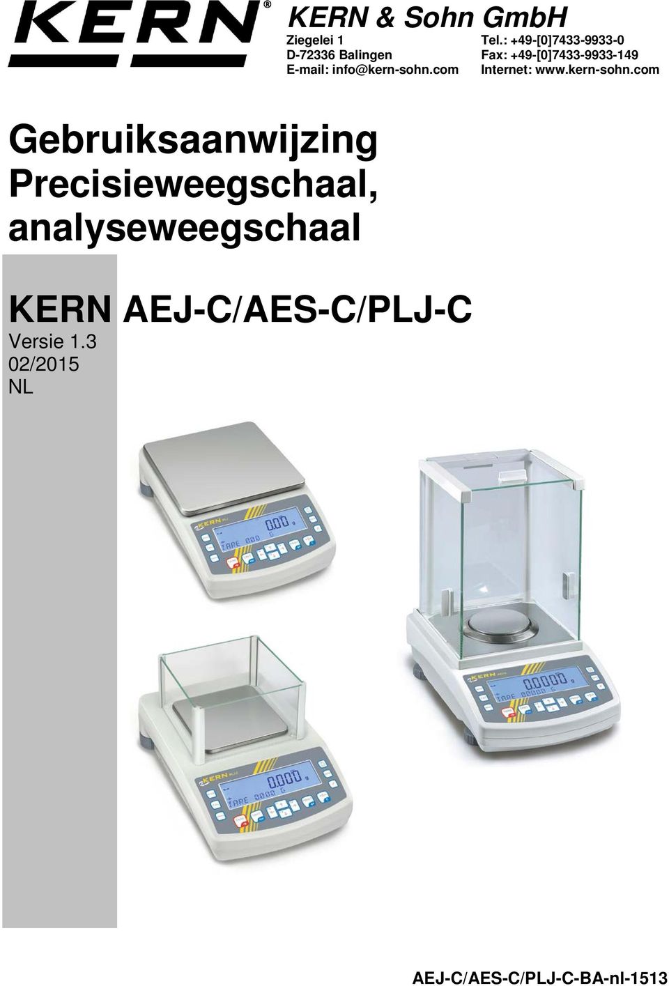 AEJ-C/AES-C/PLJ-C Versie 1.3 02/2015 NL Tel.